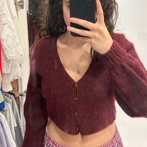 Red silk Zara cardigan